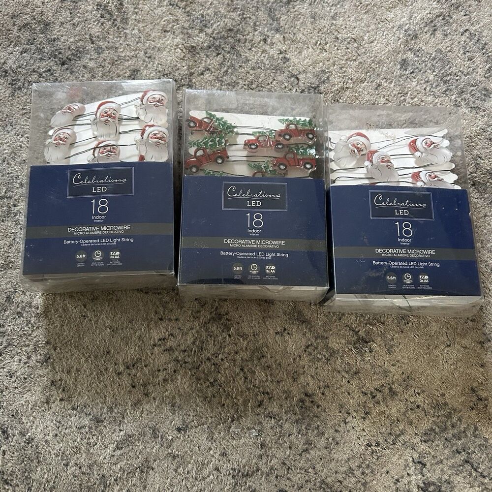 Celebrations‎ LED Holiday String Lights Microwire Battery Operated Santa Truck